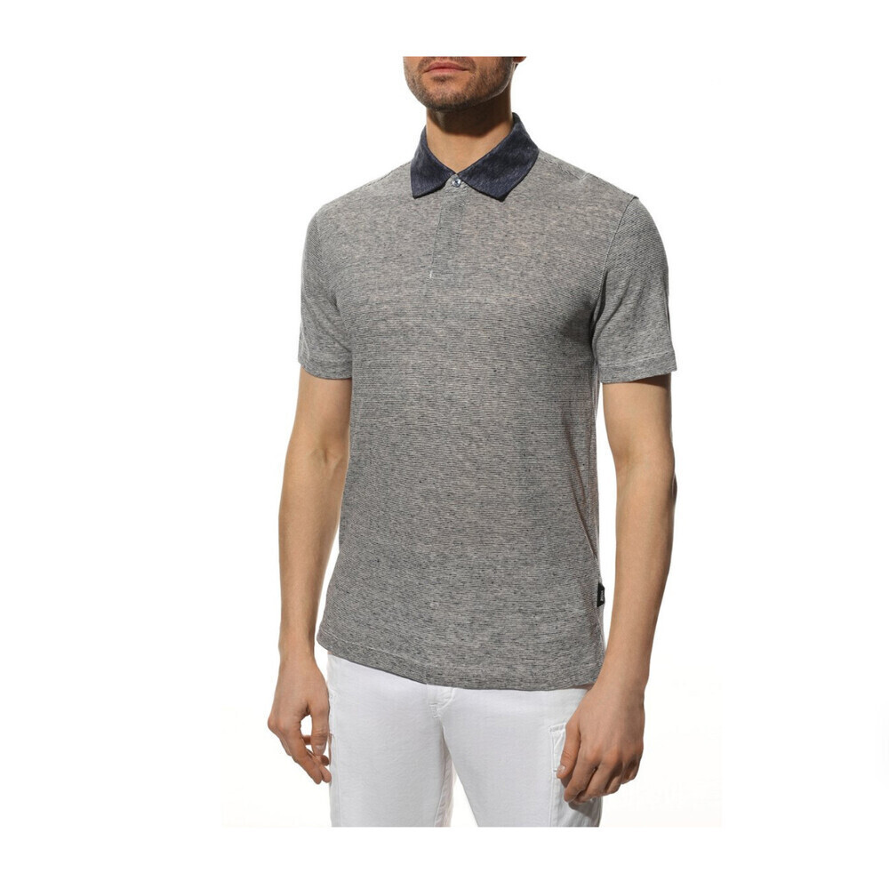 Zegna Men's Cotton and linen polo shirt in blue Size XXL $1375